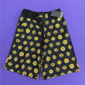 Versace Jeans Couture Sun Coin Print Fleece Shorts in Black/Gold